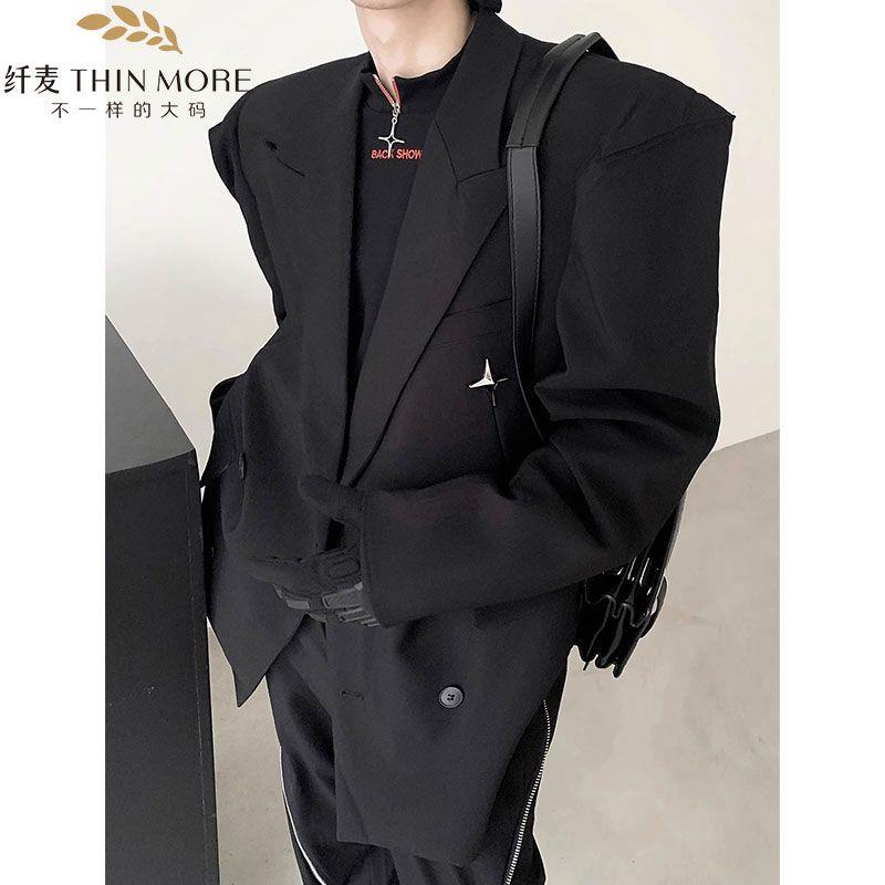 Áo Khoác Vest Đen Dáng Rộng Đệm Vai Thời Trang Mùa Thu 2023 Cho Nam Giới