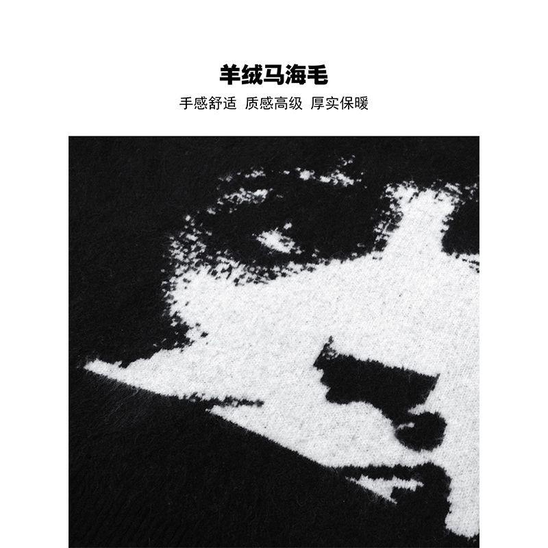 Áo Khoác Giả Lông Cừu Họa Tiết Chân Dung Độc Đáo Thời Trang Thu Đông Cho Nam Và Nữ