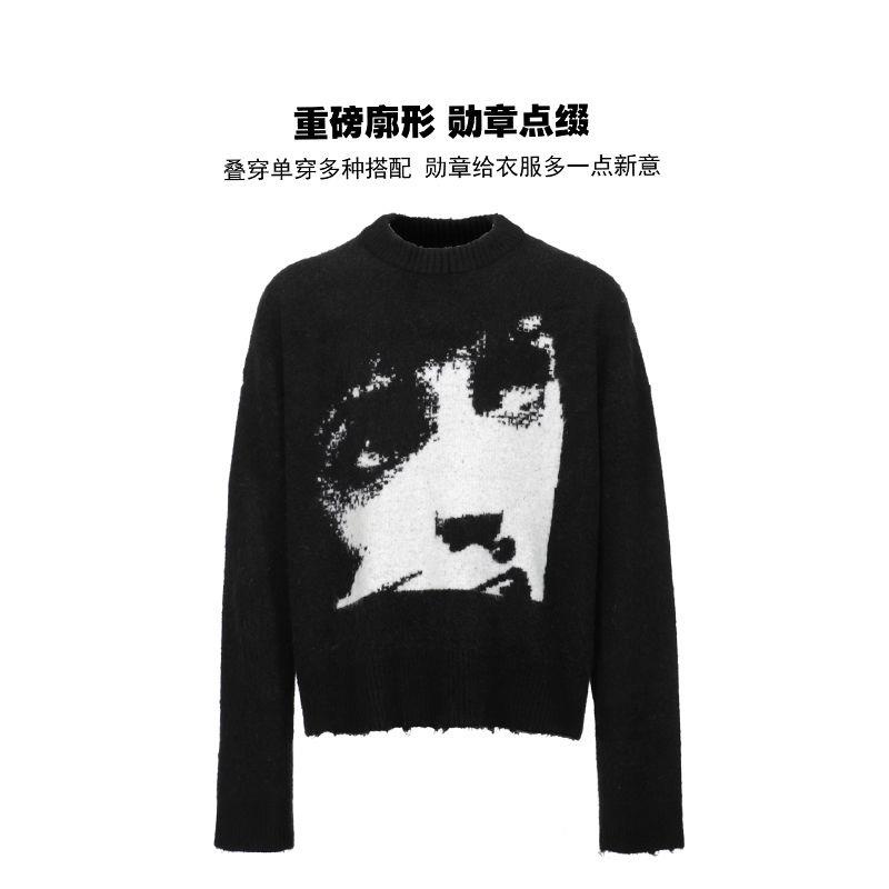 Áo Khoác Giả Lông Cừu Họa Tiết Chân Dung Độc Đáo Thời Trang Thu Đông Cho Nam Và Nữ