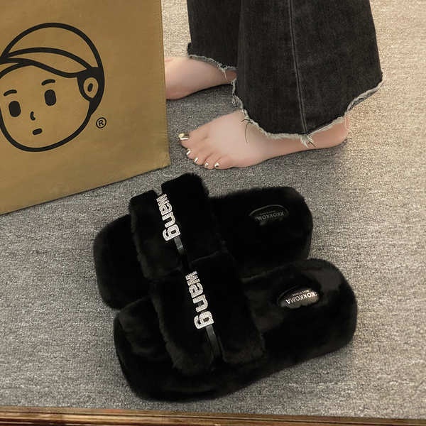 Dép Quai Ngang Đế Dày Đính Đá Thời Trang Thu Đông 2023 Cho Nữ