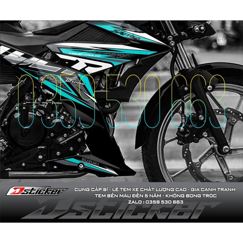 Tem rời mẫu mới 2021 - tem xanh ngọc dán xe Raider đen Quyen Decal - Phong Decal