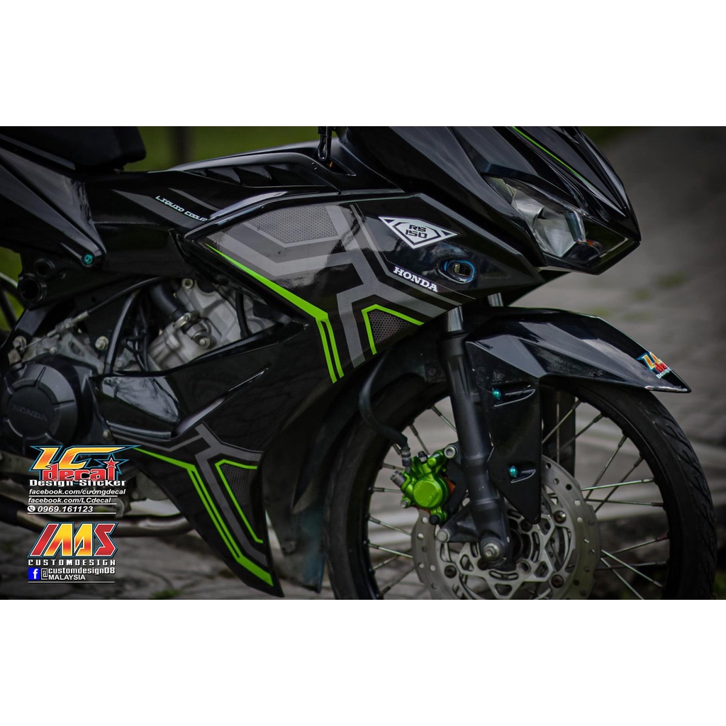 TEM RỜI mẫu tổ ong chỉ xanh lá cho Winner X đen - tem chuẩn form - không bay màu Quyen Decal - Phong Decal