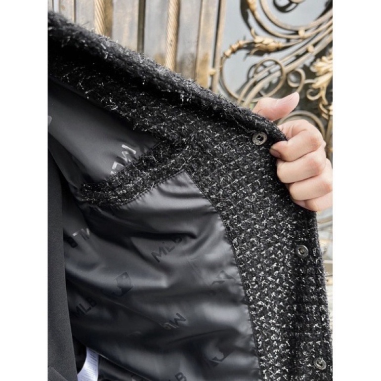 Áo khoác teddy bomber nam nữ vải dạ đính kim tuyến thêu sọc da đen hai vai bo ống 2 lớp dày dặn cao cấp hàng siêu đẹp.