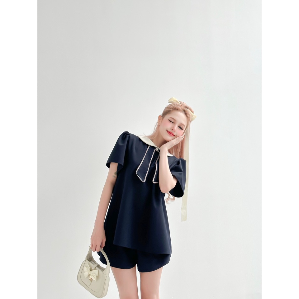 Set bộ Joyce set phối nơ cà vạt tặng kèm charm đá AGUJA
