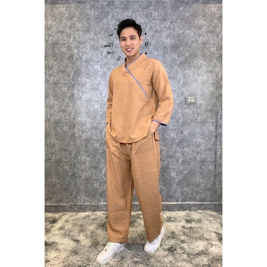 Đồ lam đi chùa nam- Pháp phục cho nam vải linen cao cấp mịn mát đủ size
