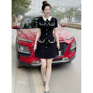 Đầm sơ mi công sở phối nút dễ thương xrt0491