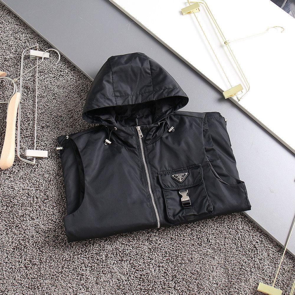 Prada Áo Khoác Không Tay Có Mũ Trùm Dáng Rộng Màu Trơn Thời Trang Xuân Thu 2023