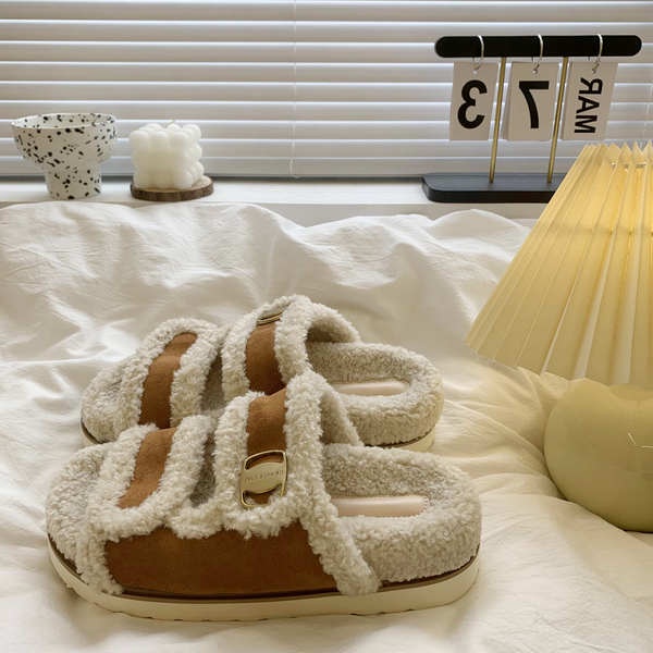 Dép Lông Xù Đế Dày Chống Trượt Thời Trang Mùa Thu 2023 Mới Cho Nữ