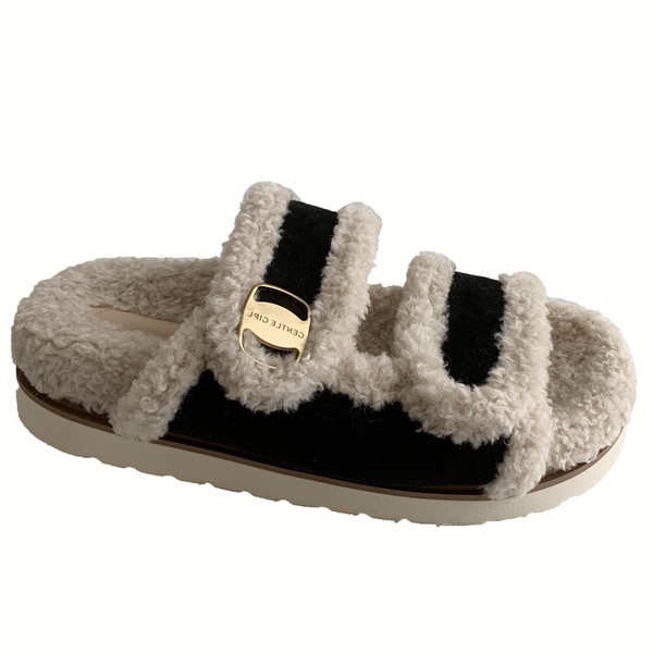 Dép Lông Xù Đế Dày Chống Trượt Thời Trang Mùa Thu 2023 Mới Cho Nữ