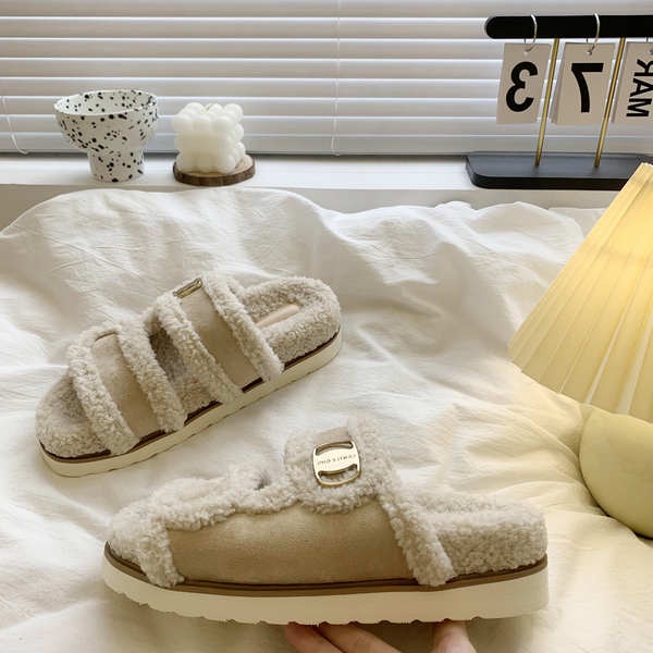 Dép Lông Xù Đế Dày Chống Trượt Thời Trang Mùa Thu 2023 Mới Cho Nữ