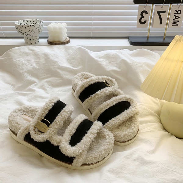 Dép Lông Xù Đế Dày Chống Trượt Thời Trang Mùa Thu 2023 Mới Cho Nữ