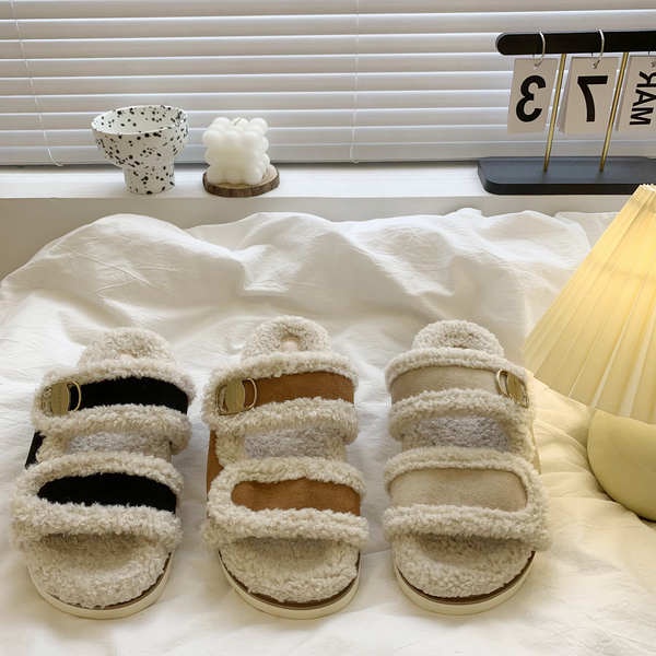 Dép Lông Xù Đế Dày Chống Trượt Thời Trang Mùa Thu 2023 Mới Cho Nữ