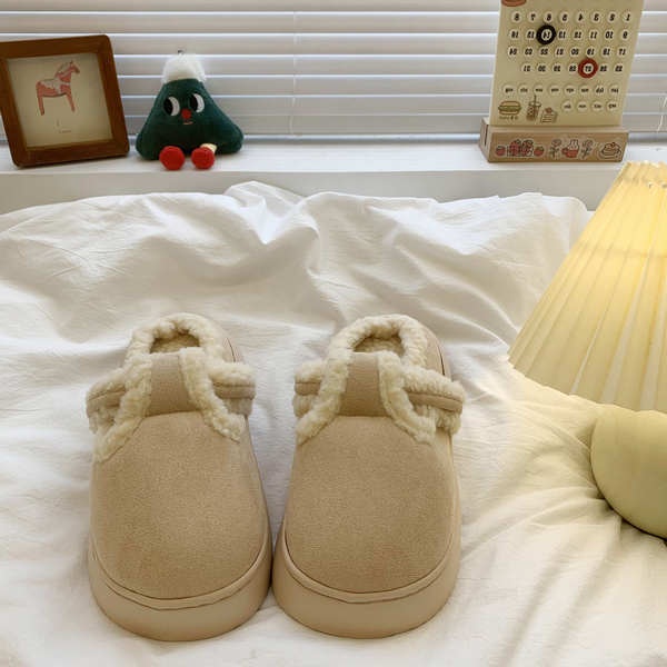 Dép Bít Mũi Phối Lông Giữ Ấm Thiết Kế Mới Thời Trang Mùa Thu 2023 Dành Cho
