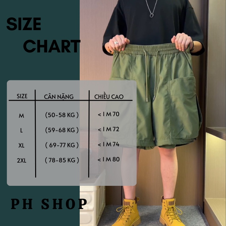 Quần short túi rộng , chất liệu kaki dày dặn, quần đùi túi rộng có khuy bấm phshop204