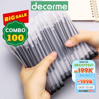 Hình ảnh Bút gel DecorMe bút gel đen resun bút bi nước đen xanh đỏ mực khô nhanh ngòi 0,5mm combo 20-100 chiếc