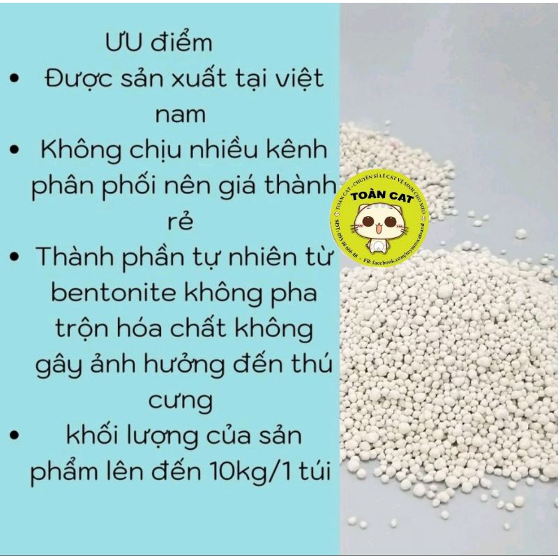Cát vệ sinh cho mèo túi 10kg có kèm hạt khử mùi