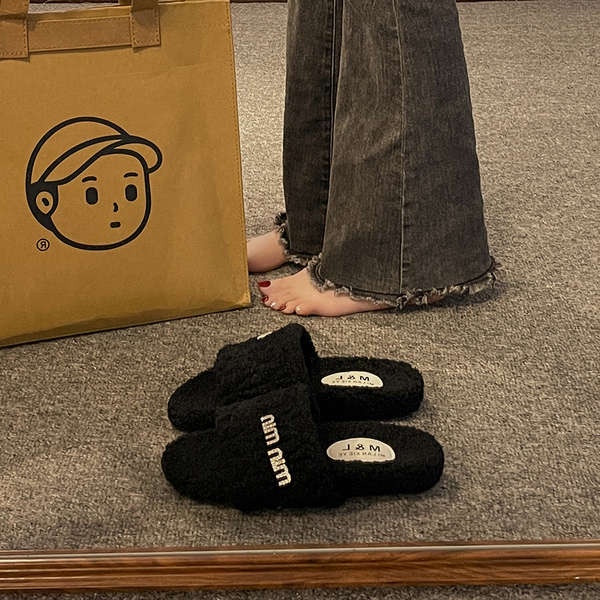 Dép Lông Cừu Đế Dày Thời Trang Thu Đông Cho Nữ