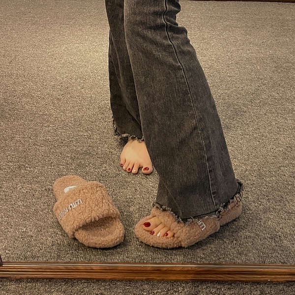 Dép Lông Cừu Đế Dày Thời Trang Thu Đông Cho Nữ