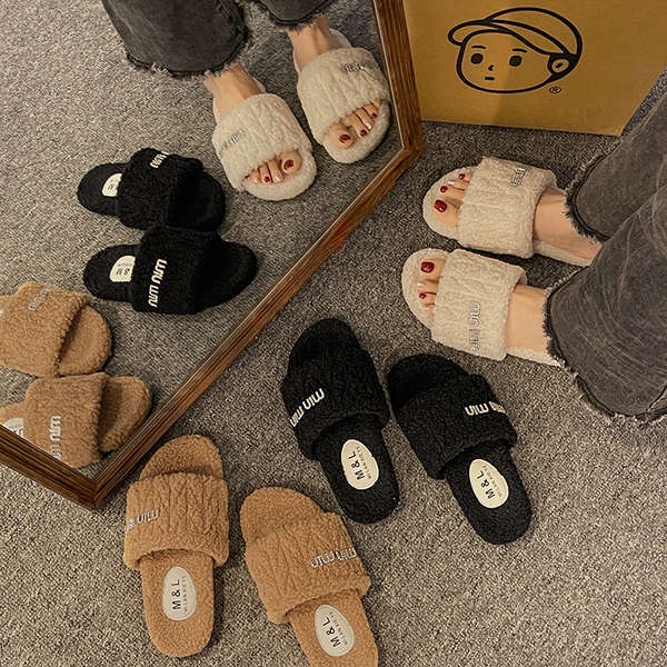 Dép Lông Cừu Đế Dày Thời Trang Thu Đông Cho Nữ