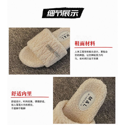 Dép Lông Cừu Đế Dày Thời Trang Thu Đông Cho Nữ