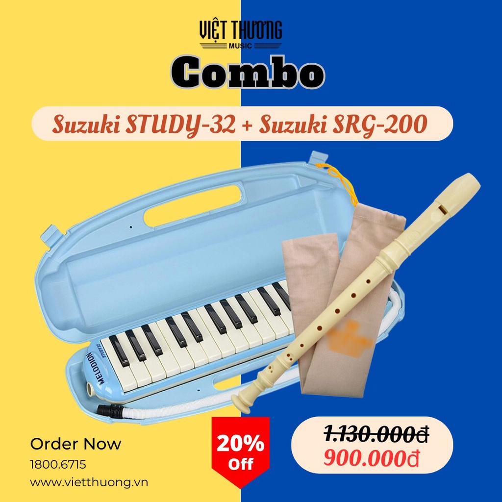 Combo Melodion Suzuki STUDY-32 & Sáo Recorder Suzuki SRG-200 - Việt Thương Music