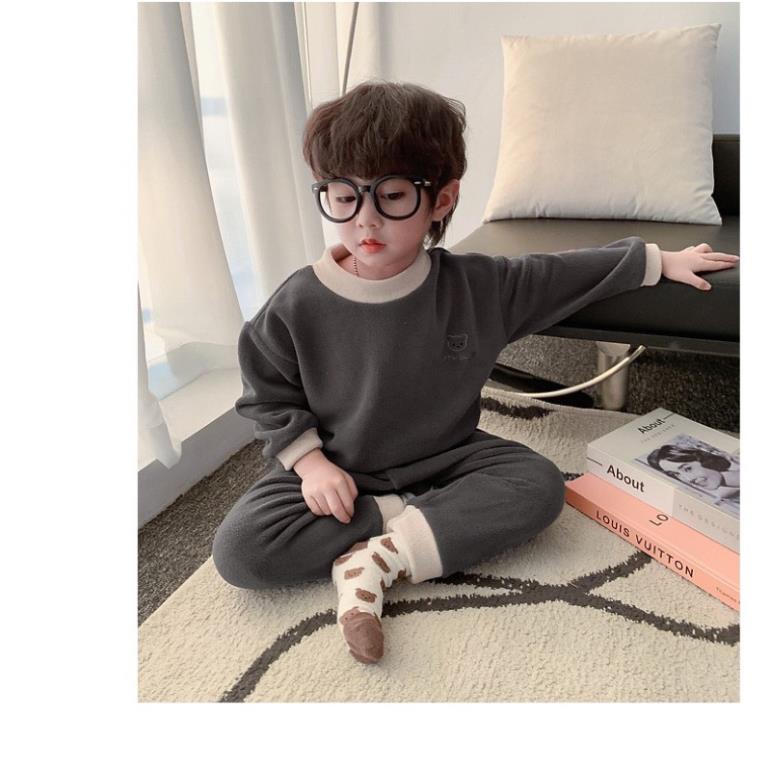 Sét Bộ Nỉ Bông 2 Mặt Thêu Mặt Cười cho bé