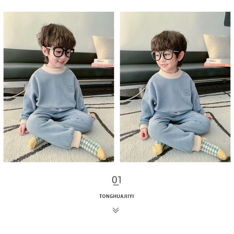 Sét Bộ Nỉ Bông 2 Mặt Thêu Mặt Cười cho bé