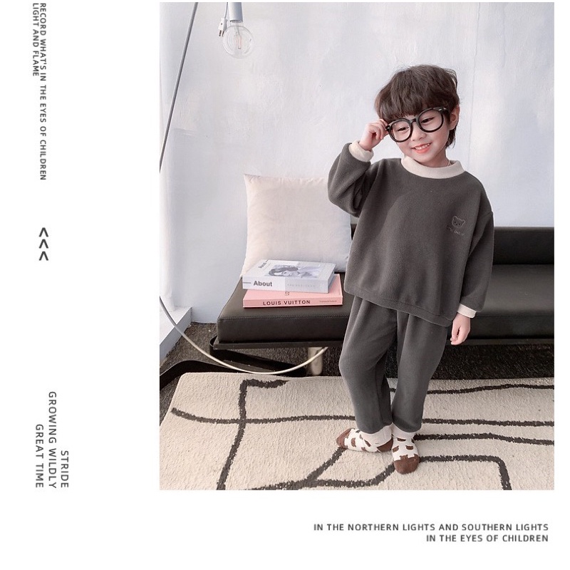 Sét Bộ Nỉ Bông 2 Mặt Thêu Mặt Cười cho bé