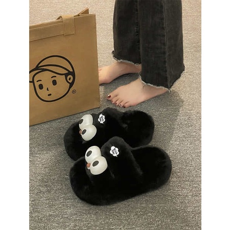 Dễ Thương Dép Lông Xù Đế Dày Thời Trang Thu Đông 2023 Dành Cho Nữ