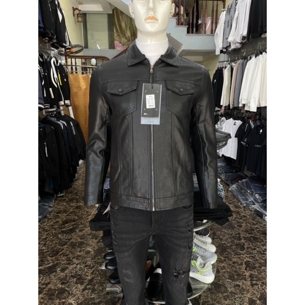 Áo da nam lót lông hàng quảng châu, áo khoác da nam cổ bẻ phong cách hàn quốc mẫu mới nhất 2024 .