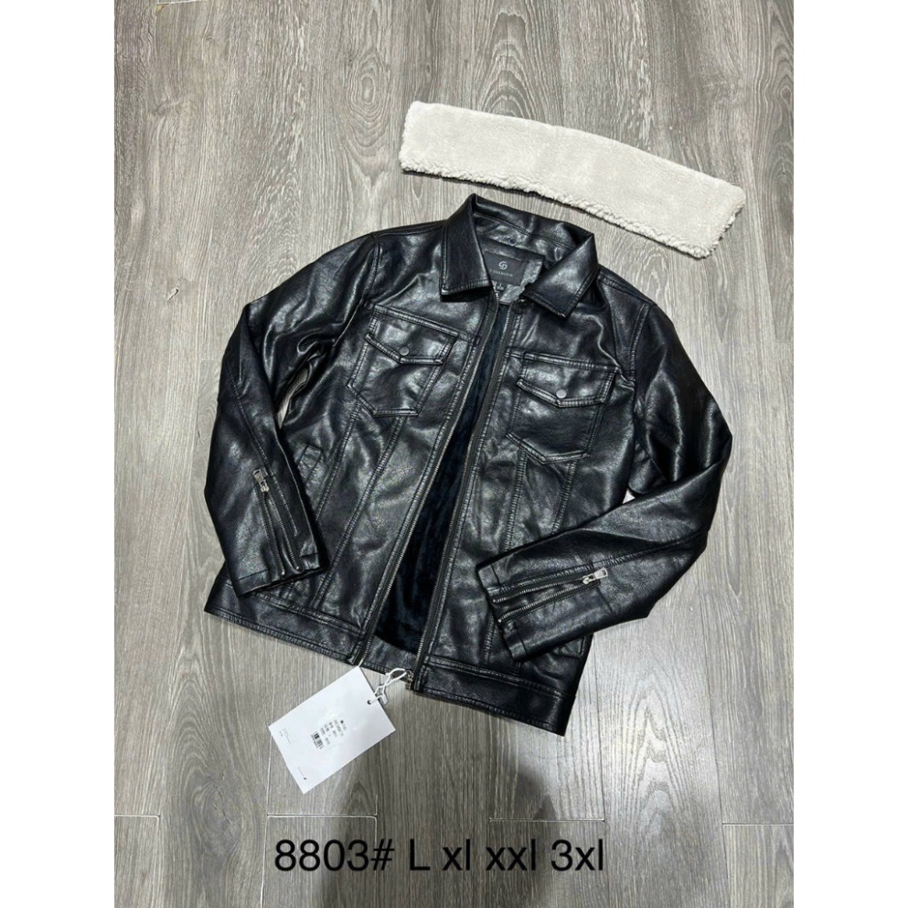 Áo da nam lót lông hàng quảng châu, áo khoác da nam cổ bẻ phong cách hàn quốc mẫu mới nhất 2024 .