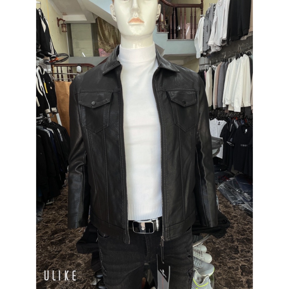 Áo da nam lót lông hàng quảng châu, áo khoác da nam cổ bẻ phong cách hàn quốc mẫu mới nhất 2024 .