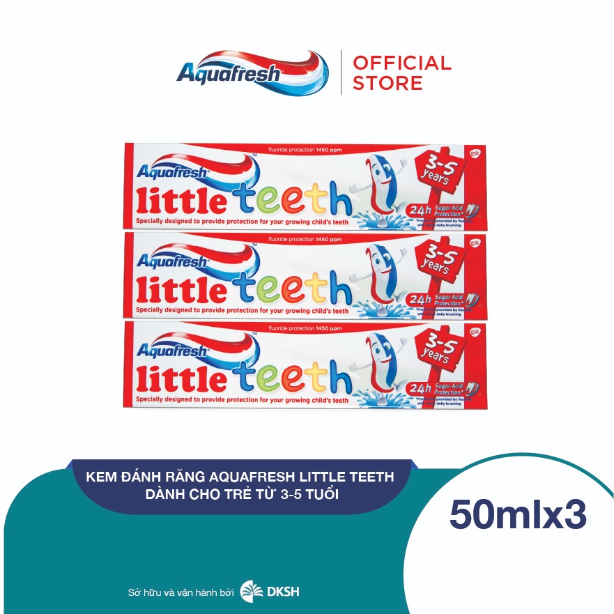 Bộ 3 kem đánh răng Aquafresh Little Teeth - Dành cho trẻ từ 3-5 tuổi