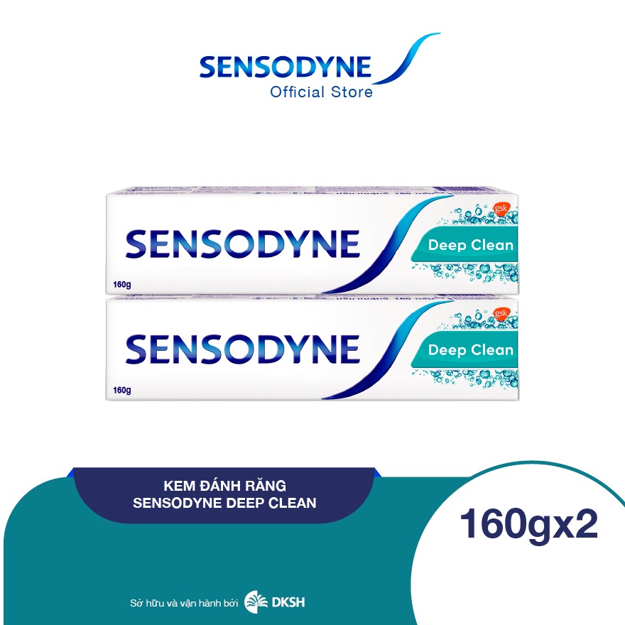 Bộ 2 Kem đánh răng SENSODYNE Deep Clean 160g giúp giảm ê buốt hiệu quả, sạch sâu cho hơi thở thơm mát