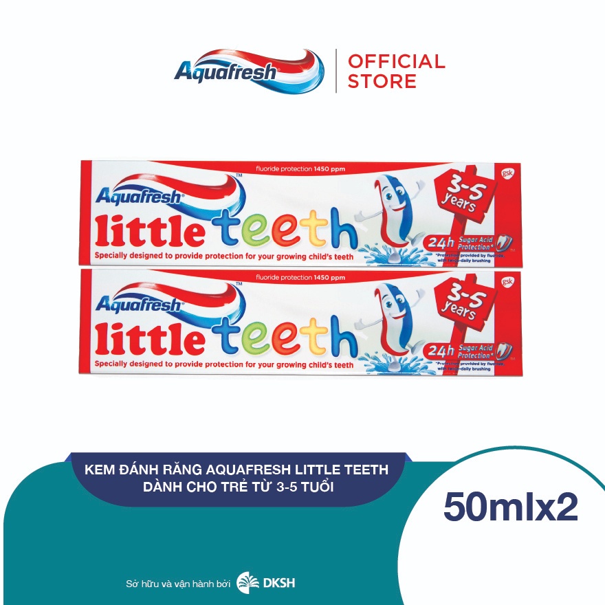 Bộ 2 kem đánh răng Aquafresh Little Teeth - Dành cho trẻ từ 3-5 tuổi