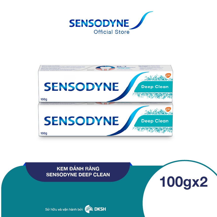 Bộ 2 Kem đánh răng SENSODYNE Deep Clean 100g giúp giảm ê buốt hiệu quả, sạch sâu cho hơi thở thơm mát