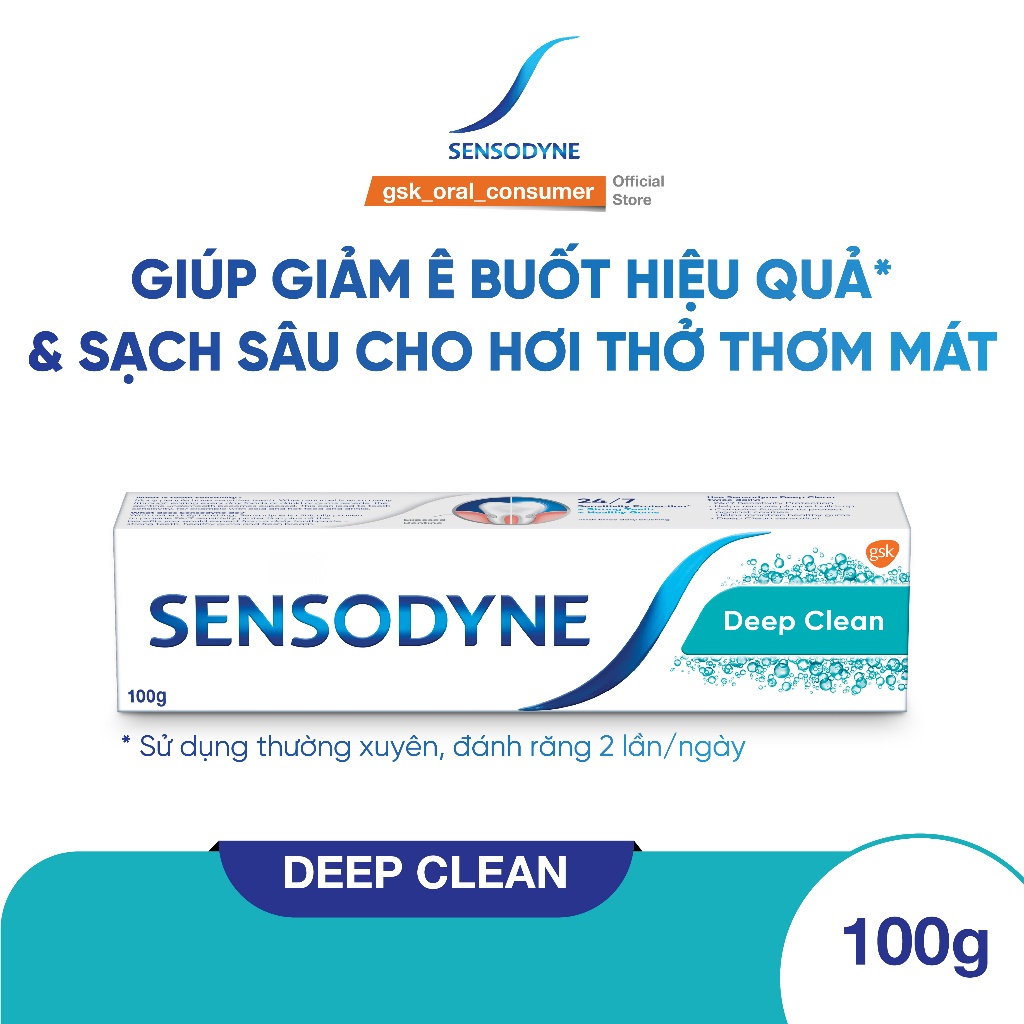 Bộ 3 Kem đánh răng SENSODYNE Deep Clean 100g giúp giảm ê buốt hiệu quả, sạch sâu cho hơi thở thơm mát