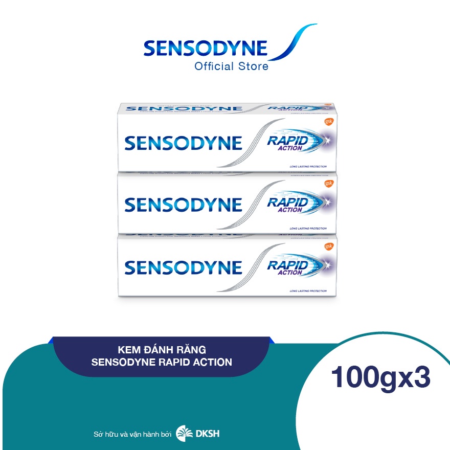 Bộ 3 Kem đánh răng SENSODYNE Rapid Action 100g giúp giảm ê buốt nhanh