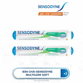Bộ 2 Bàn chải đánh răng SENSODYNE Multicare Soft với lông bàn chải mềm, làm sạch răng toàn diện, bảo vệ nướu