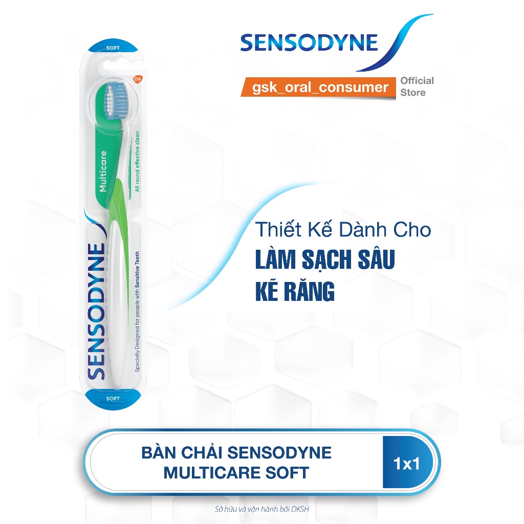 Bộ 2 Bàn chải đánh răng SENSODYNE Multicare Soft với lông bàn chải mềm, làm sạch răng toàn diện, bảo vệ nướu