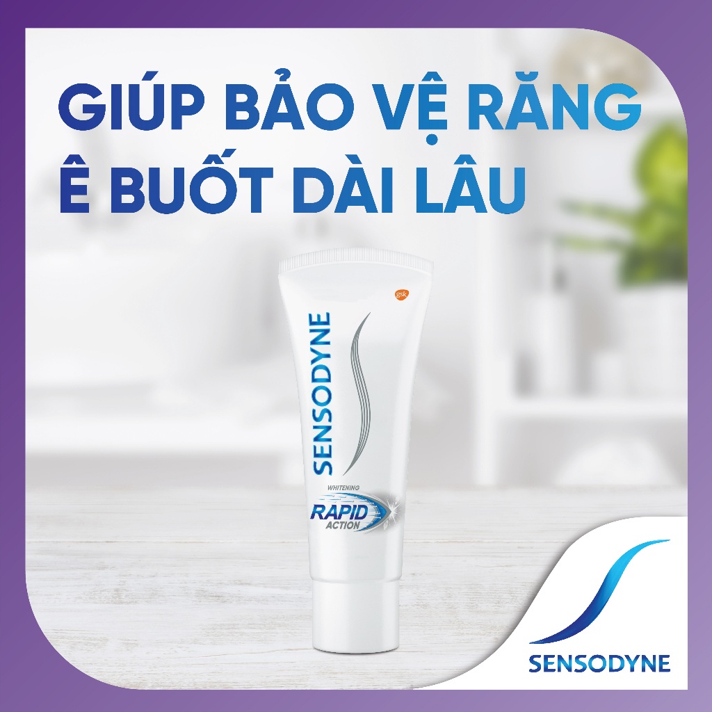 Kem đánh răng SENSODYNE Rapid Action Whitening 100g giúp giảm ê buốt nhanh và làm trắng răng tự nhiên