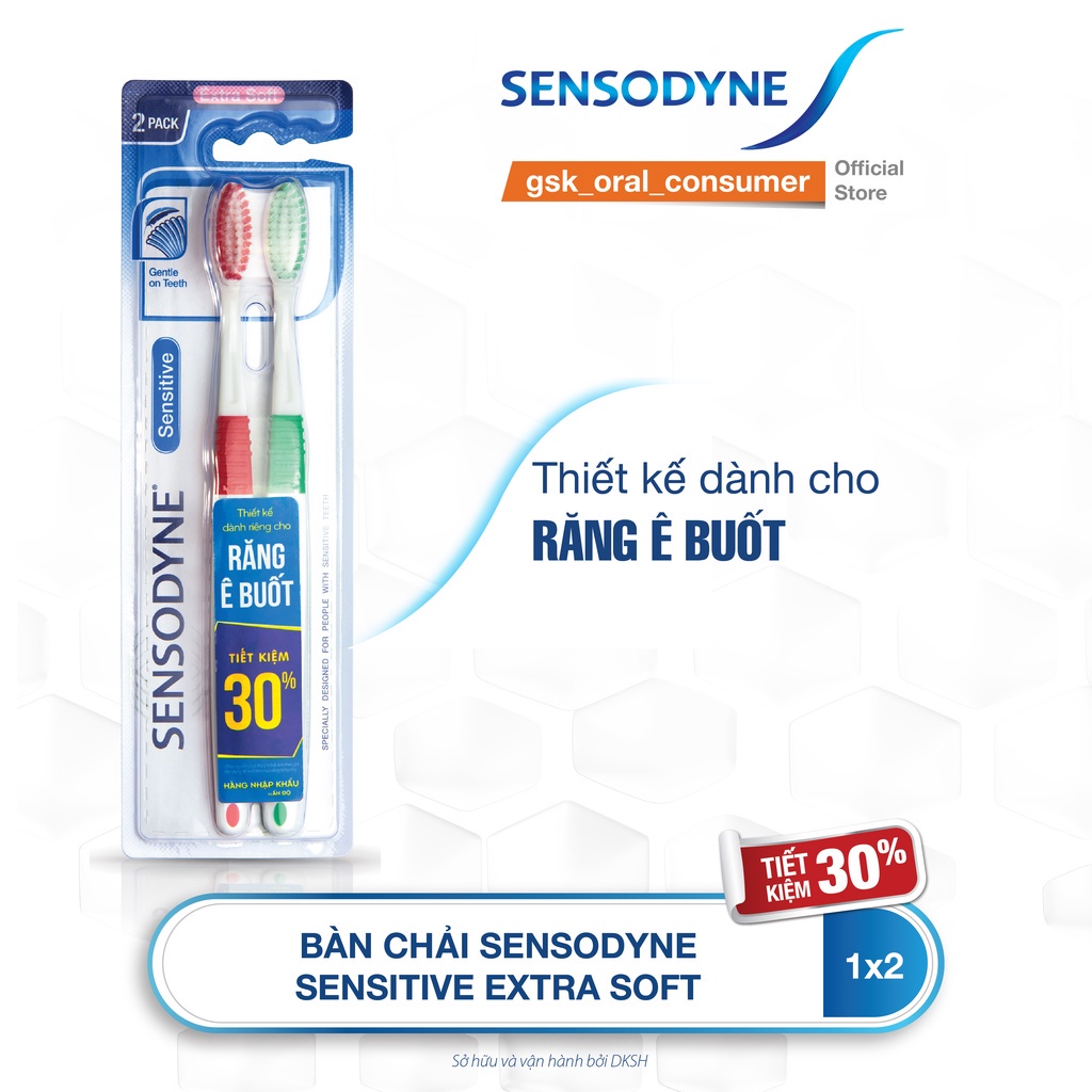 Combo 2 Kem đánh răng Sensodyne Cool Gel 160g tặng kèm BCĐR Sensodyne Ultra Sensitive Ex Soft 1X2