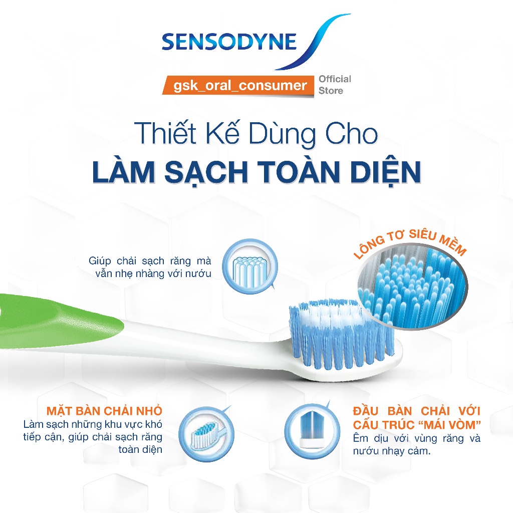 Bộ 3 Bàn chải đánh răng SENSODYNE Multicare Soft với lông bàn chải mềm, làm sạch răng toàn diện, bảo vệ nướu