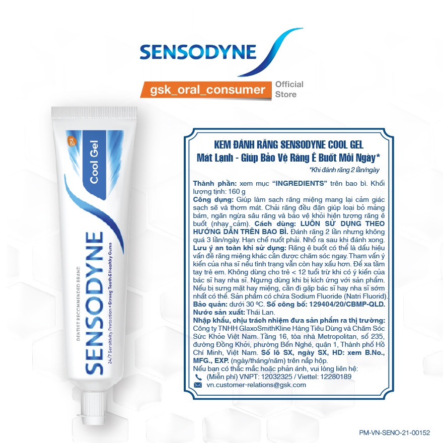 Combo 2 Kem đánh răng Sensodyne Cool Gel 160g tặng kèm BCĐR Sensodyne Ultra Sensitive Ex Soft 1X2