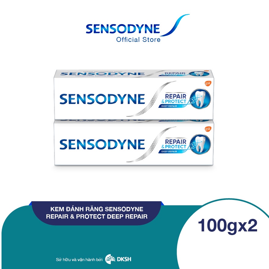 Bộ 2 Kem đánh răng SENSODYNE Repair & Protect Deep Repair 100g giúp phục hồi sâu và bảo vệ răng ê buốt