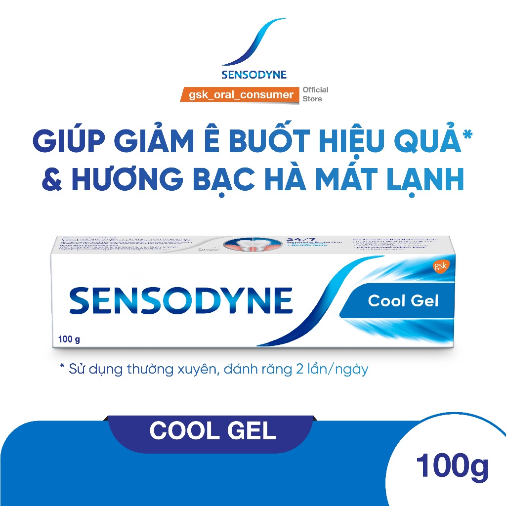 Bộ 2 Kem đánh răng SENSODYNE Cool Gel 100g giúp giảm ê buốt hiệu quả với hương bạc hà mát lạnh
