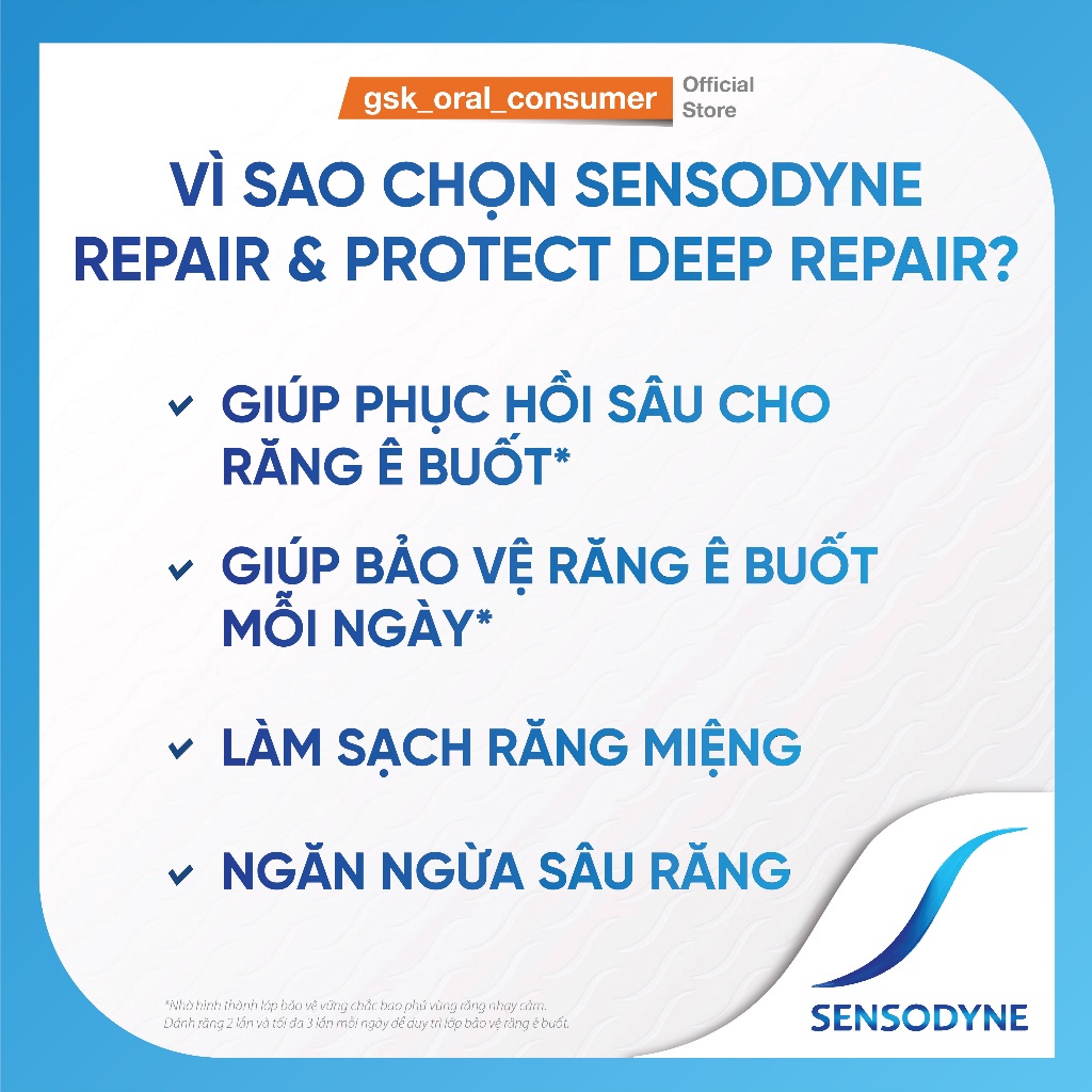 Bộ 4 Kem đánh răng SENSODYNE Repair & Protect Deep Repair 100g giúp phục hồi sâu và bảo vệ răng ê buốt