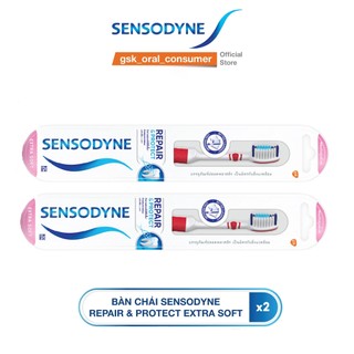 Bộ 2 Bàn chải đánh răng SENSODYNE Repair & Protect Extra Soft với cổ bàn chải linh hoạt, lông mềm, sạch sâu