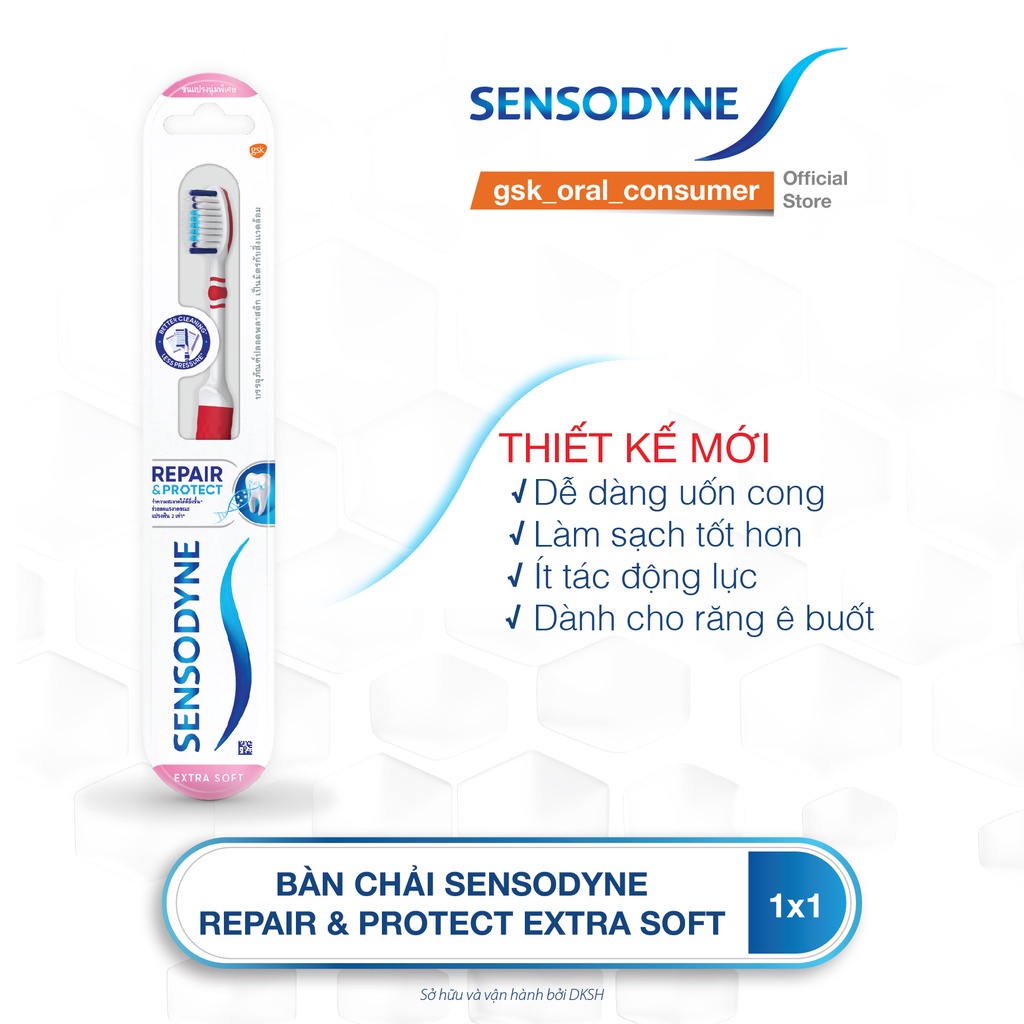 Bàn chải đánh răng SENSODYNE Repair & Protect Extra Soft với cổ bàn chải linh hoạt, lông mềm, sạch sâu