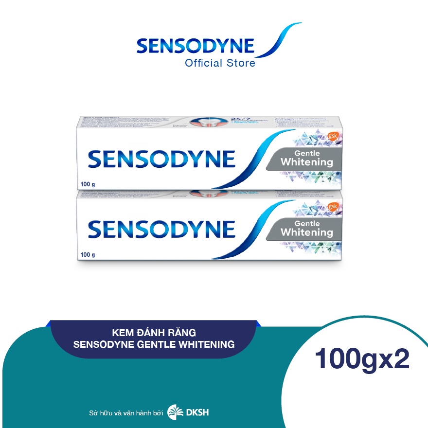 Bộ 2 Kem đánh răng SENSODYNE Gentle Whitening 100g giúp giảm ê buốt hiệu quả và làm trắng răng tự nhiên